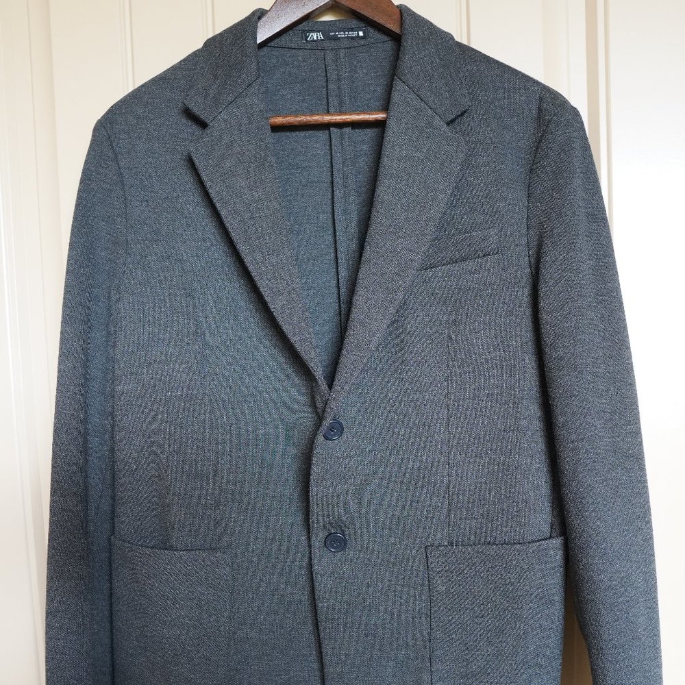 Zara Gray Two Button Blazer With Patch Pockets An… - image 1